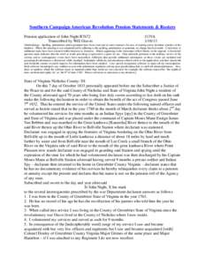 Southern Campaign American Revolution Pension Statements & Rosters Pension application of John Night R7672 Transcribed by Will Graves f13VA[removed]