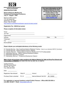 NN  National Network for Safe and Drug-Free Schools and Communities  REGISTRATION FORM