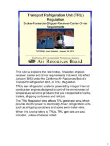 Transport Refrigeration Units (TRU) Regulation