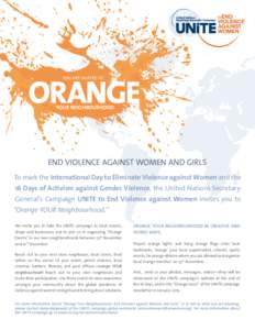 ORANGE YOU ARE INVITED TO YOUR NEIGHBOURHOOD  END VIOLENCE AGAINST WOMEN AND GIRLS