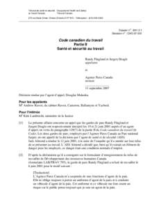 Tribunal de santé et sécurité Occupational Health and Safety au travail Canada Tribunal Canada 275 rue Slater Street, Ottawa (Ontario) K1P 5H9 – Télécopieur : ([removed]_______________________________________