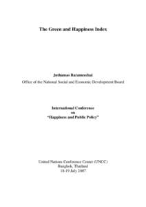 Economic ideologies / Happiness / Economic indicators / Statistics / Socioeconomics / National Economic and Social Development Board / Gross national happiness / Prosperity / International development / Ethics / Economics / Index numbers