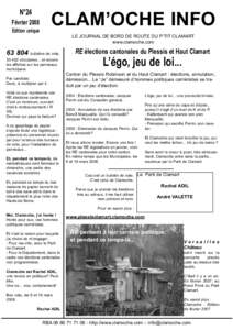 CLAM’OCHE INFO  N°24 Février 2008 Edition unique