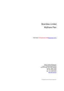 Brambles Limited MyShare Plan Draft dated 16 September 2008[November[removed]Allens Arthur Robinson