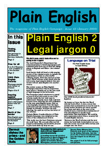 Plain English The magazine of Plain English Campaign - Issue 43 (January[removed]In this issue Testing,