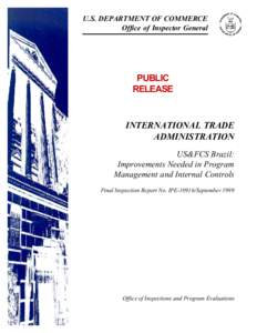 U.S. DEPARTMENT OF COMMERCE Office of Inspector General PUBLIC RELEASE