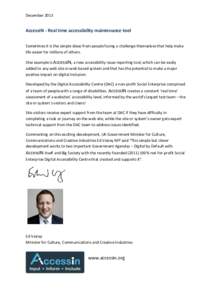 Web accessibility / World Wide Web / Accessibility / United Kingdom / Ed Vaizey / Minister for Culture /  Communications and Creative Industries