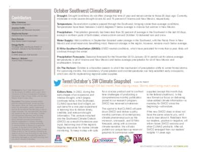 1  October Southwest Climate Summary Contributors Mike Crimmins