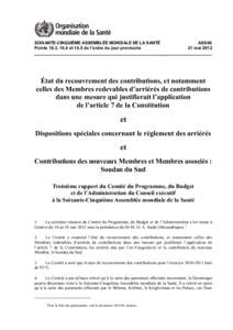 SOIXANTE-CINQUIÈME ASSEMBLÉE MONDIALE DE LA SANTÉ Points 16.3, 16.4 et 16.5 de l’ordre du jour provisoire A65[removed]mai 2012