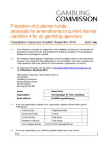 Response form protection of customer funds consultation