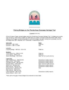 Fishing Bridges on the Florida Keys Overseas Heritage Trail (Updated[removed]Of the 23 historic Flagler railroad bridges along the Florida Keys Overseas Heritage Trail, 11 bridges are currently open for fishing. These h