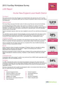 2013 YourSay Workplace Survey LHD Report Hunter New England Local Health District This Report This report provides Hunter New England Local Health District with data from the 2013 YourSay Workplace Survey. It summarises 