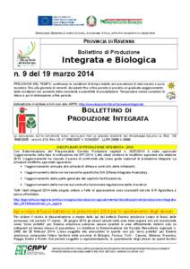 DIREZIONE GENERALE AGRICOLTURA, ECONOMIA ITTICA, ATTIVITÀ FAUNISTICO-VENATORIE  PROVINCIA DI RAVENNA Bollettino di Produzione