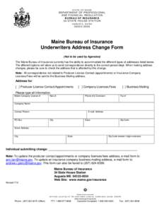 Stat of Maine Bureau of Insurance Form