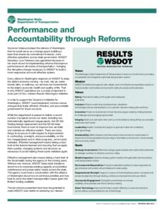 Performance and Accountability through Reforms Governor Inslee promised the citizens of Washington