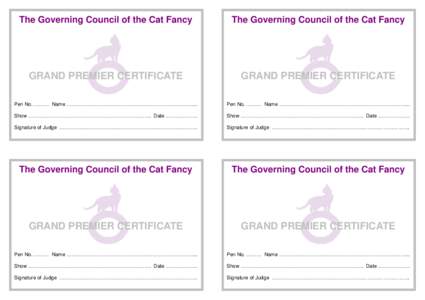 The Governing Council of the Cat Fancy  The Governing Council of the Cat Fancy GRAND PREMIER CERTIFICATE