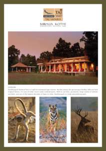 OVERVIEW Bandhavgarh National Park is a 448 km renowned tiger reserve. Nestled among the picturesque Vindhya Hills and lush tropical forests, it is one of India’s most scenic national parks. With its sal trees, grassla