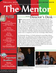 February[removed]Black History Month The Mentor The Office of Mentoring Services and Leadership Development