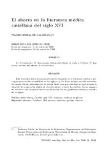 El aborto en la literatura médica castellana del siglo XVI PALOMA MORAL DE CALATRAVA (*)