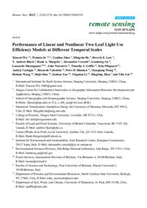 Performance of Linear and Nonlinear Two-Leaf Light Use Efficiency Models at Different Temporal Scales