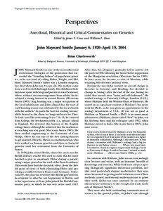 Copyright  2004 by the Genetics Society of America  Perspectives