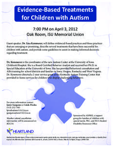 Evidence-Based Treatments for Children with Autism 7:00 PM on April 3, 2012