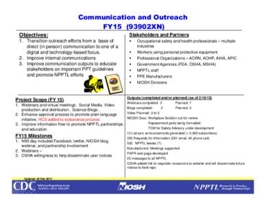 Communication and OutreachFY15  (93902XN)