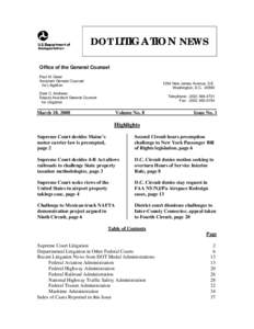 DOT LITIGATION NEWS Office of the General Counsel Paul M. Geier Assistant General Counsel for Litigation