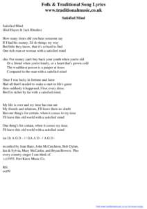 Folk & Traditional Song Lyrics - Satisfied Mind