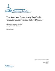 The American Opportunity Tax Credit: Overview, Analysis, and Policy Options