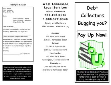 Sample Letter Your Name Your Address City, State, Zip  West Tennessee