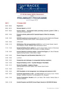 PRELIMINARY PROGRAMME as of 8 August 2016 DAY 1 17 October 2016