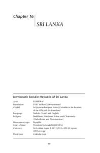 Chapter 16  SRI LANKA Democratic Socialist Republic of Sri Lanka Area: