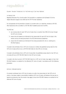    Student Review Procedures for Re-Crediting a Fee-H elp Balance INTRODUCTION Republica Education Pty Ltd will conduct this procedure in compliance with Schedule 1A of the