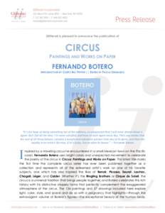 Glitterati is pleased to announce the publication of  CIRCUS PAINTINGS AND WORKS ON PAPER  FERNANDO BOTERO