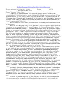 Southern Campaign American Revolution Pension Statements Pension application of William New W10802 Frances fn49NC Transcribed by Will Graves State of Tennessee, Wilson County