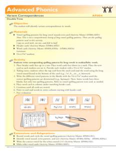 Advanced Phonics Variant Correspondences AP.004  Double Time