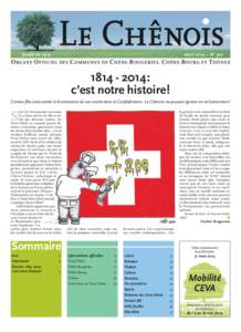 mars 2014 – N o 502  fondé en 1915 O RGANE O FFICIEL DES C OMMUNES DE C HÊNE- B OUGERIES, C HÊNE- B OURG ET T HÔNEX