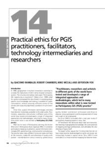 THEME SECTION  14 Practical ethics for PGIS practitioners, facilitators,
