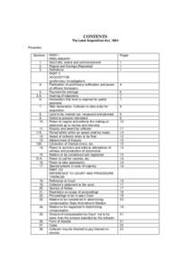 CONTENTS The Land Acquisition Act, 1894 Preamble Sections 1. 2.