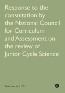 Response to the consultation by the National Council for Curriculum and Assessment on the review of