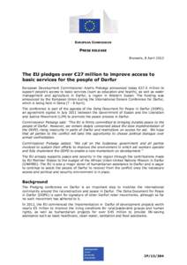 EUROPEAN COMMISSION  PRESS RELEASE Brussels, 8 April[removed]The EU pledges over €27 million to improve access to