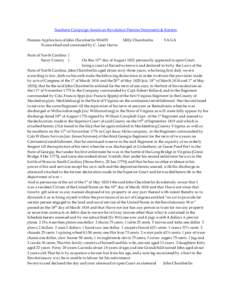 Southern Campaign American Revolution Pension Statements & Rosters Pension Application of John Chamberlin W6655 Transcribed and annotated by C. Leon Harris State of North Carolina } Surry County }