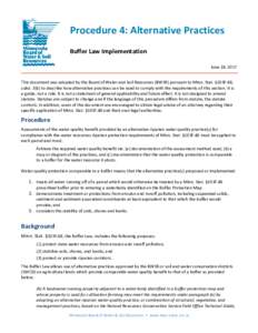 Buffer Law Implementation Procedure 4:  Alternative Practices