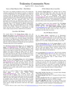 Tridentine Community News April 8, 2012 – Easter Sunday Survey of Hand Missals in Print – Third Edition[removed]Missals: Almost Up-to-Date