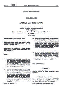 2012 m. rugsėjo 26 d. Europos Centrinio Banko rekomendacija dėl centrinės vertybinių popierių duomenų bazės duomenų kokybės valdymo sistemos (ECB[removed])