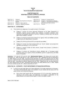 RULES OF THE STATE BOARD OF EDUCATION CHAPTER[removed]NON-PUBLIC SCHOOL APPROVAL PROCESS TABLE OF CONTENTS