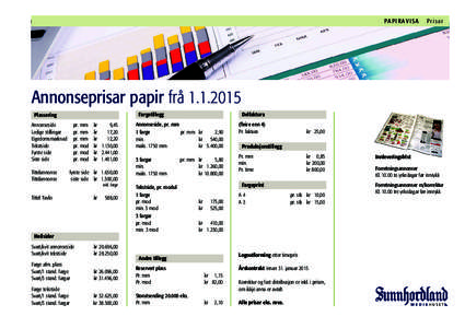 PAPIRAVISA  Prisar Annonseprisar papir frå Fargetillegg