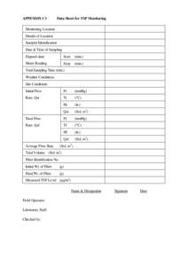 APPENDIX C1  Data Sheet for TSP Monitoring Monitoring Location Details of Location