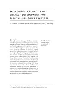 PROMOTING LANGUAGE AND LITERACY DEVELOPMENT FOR EARLY CHILDHOOD EDUCATORS A Mixed-Methods Study of Coursework and Coaching  